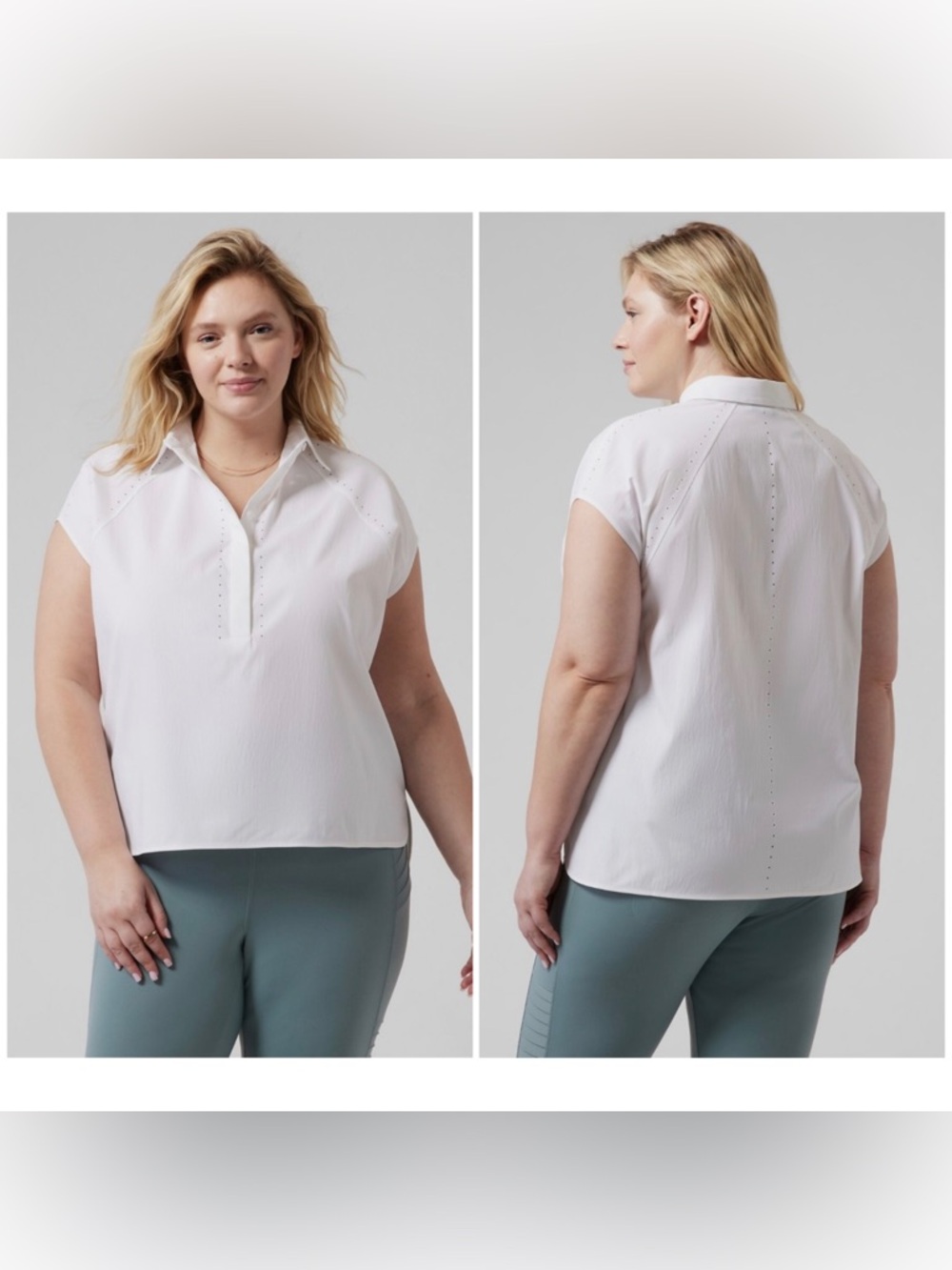 NEW Athleta Sol Top Cap-Sleeve Performance Poplin Women’s Large